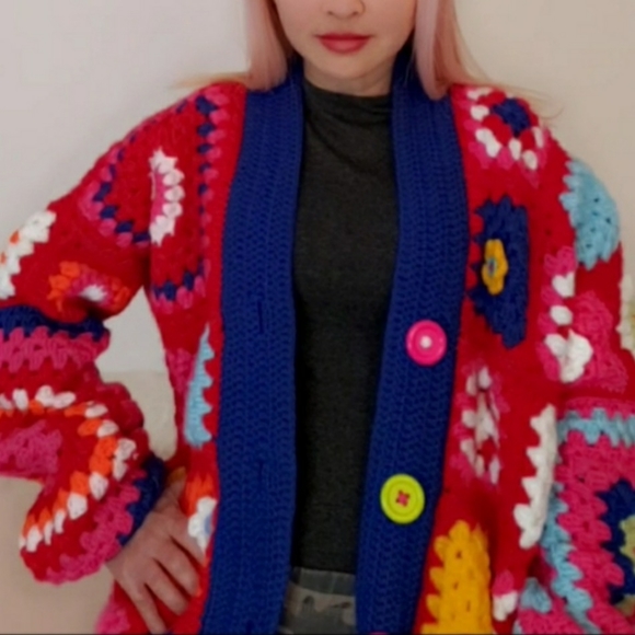 Granny Square Crochet Jacket- Handmade - Picture 3 of 11